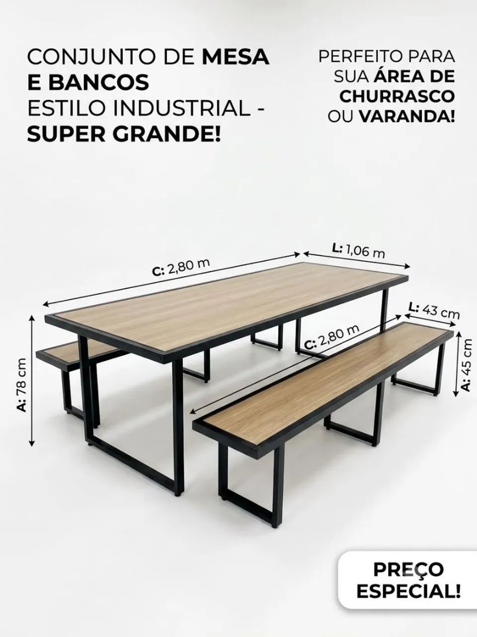 Mesa estilo industrial  - Foto 2