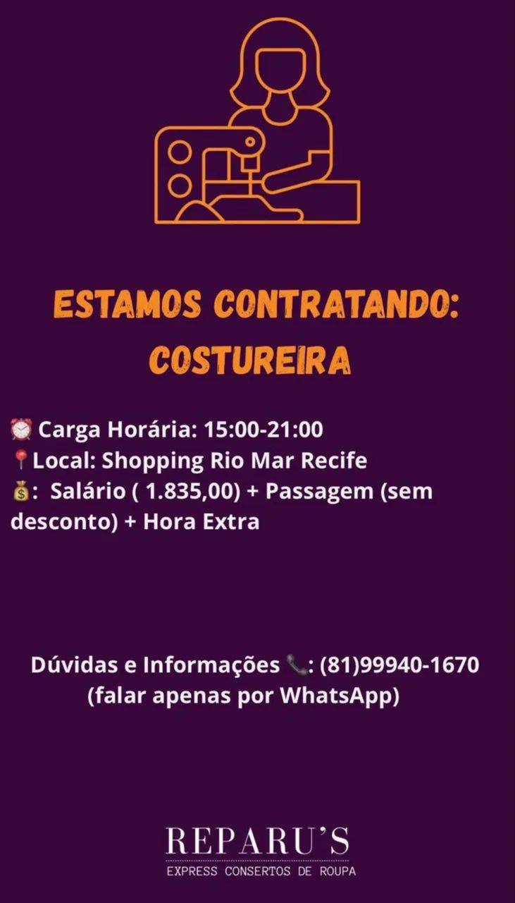 Vaga para costureira