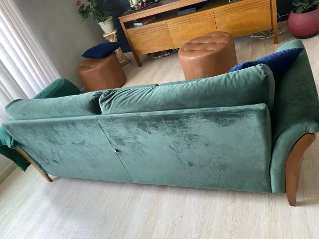 Sofá de Design em Veludo Verde 2,22m | Madeira Maciça - Foto 3