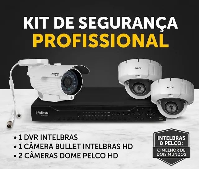 KIT CFTV PROFISSIONAL - DVR INTELBRAS + CÂMERAS INTELBRAS E PELCO
