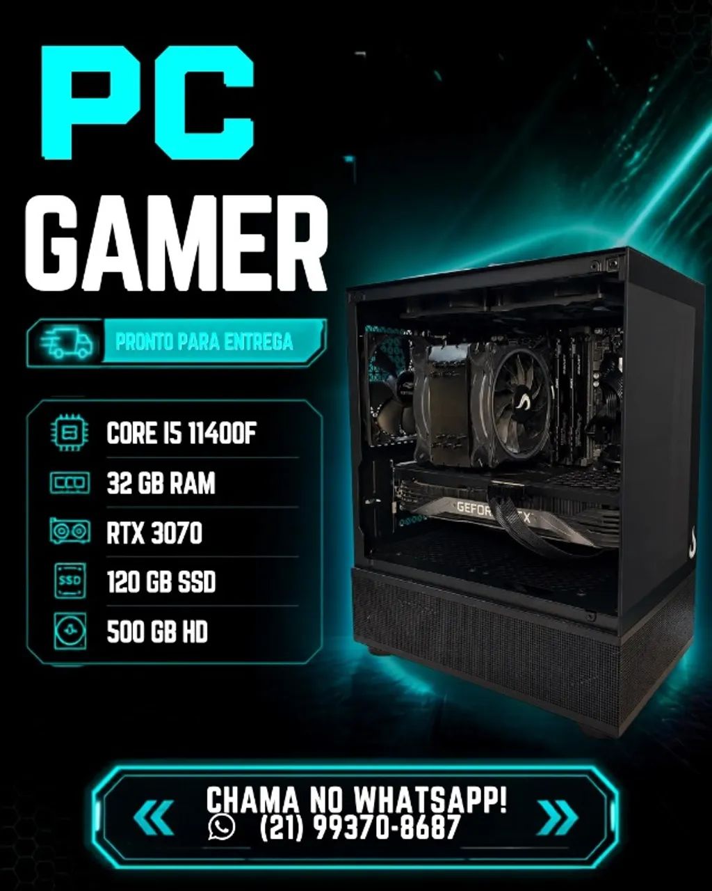 PC GAMER - Core i5 11400F + 32GB + RTX 3070 (computador completo) - Foto 3