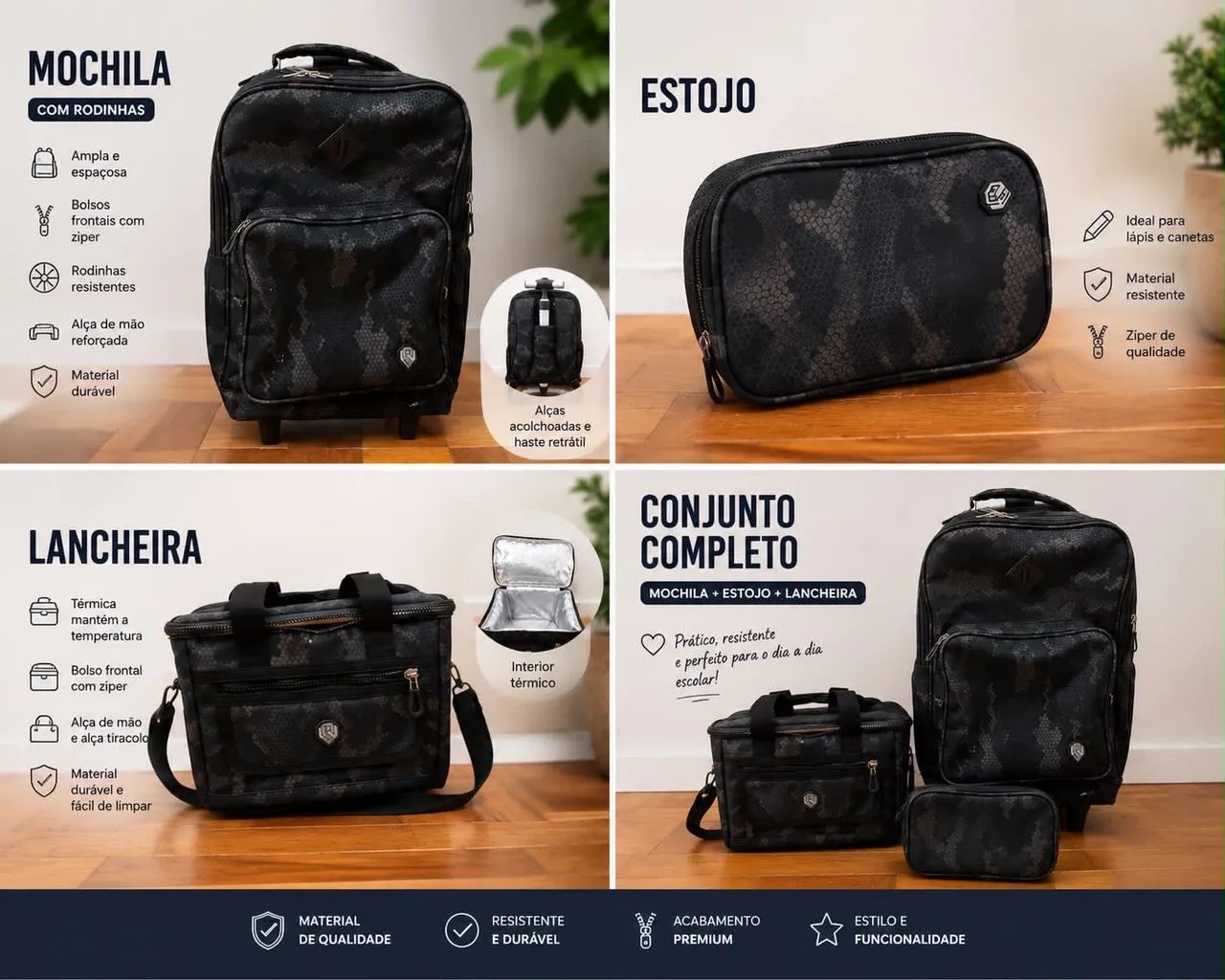 Mochila com rodinha e acessórios- semi nova