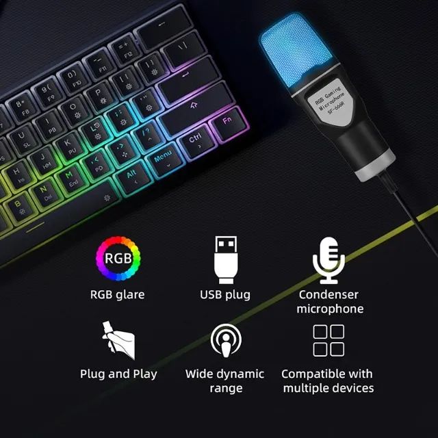 SOONHUA Microfone condensador USB para jogos, para PC, PS4, PS5 e Mac,  suporte antivibração, microfone de estúdio para música, vocais, podcasts,  jogos, streaming e muito mais, podcasts, , Discord : :  Instrumentos