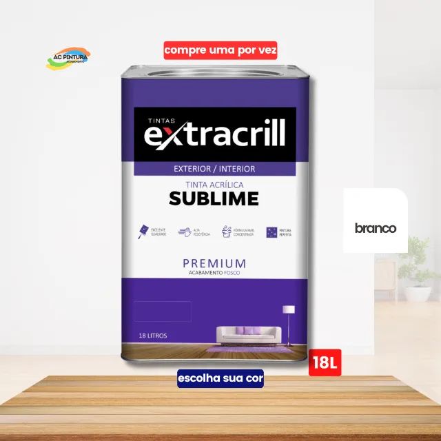 Tinta Acrilica Semi Brilho / Acetinado Extracrill 18L Premium Lavável