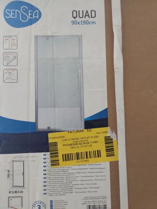 Box para banheiro pivotante 90x190 sensea