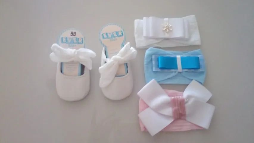 kit sapatinho e faixa para bebe
