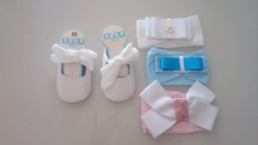 kit sapatinho e faixa para bebe