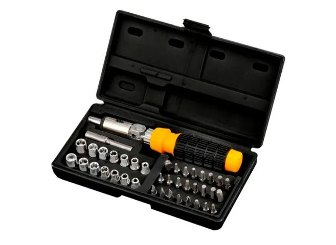 Kit Soquete, Catraca reversível e articulada 1/4" - 41pcs - Foto 2