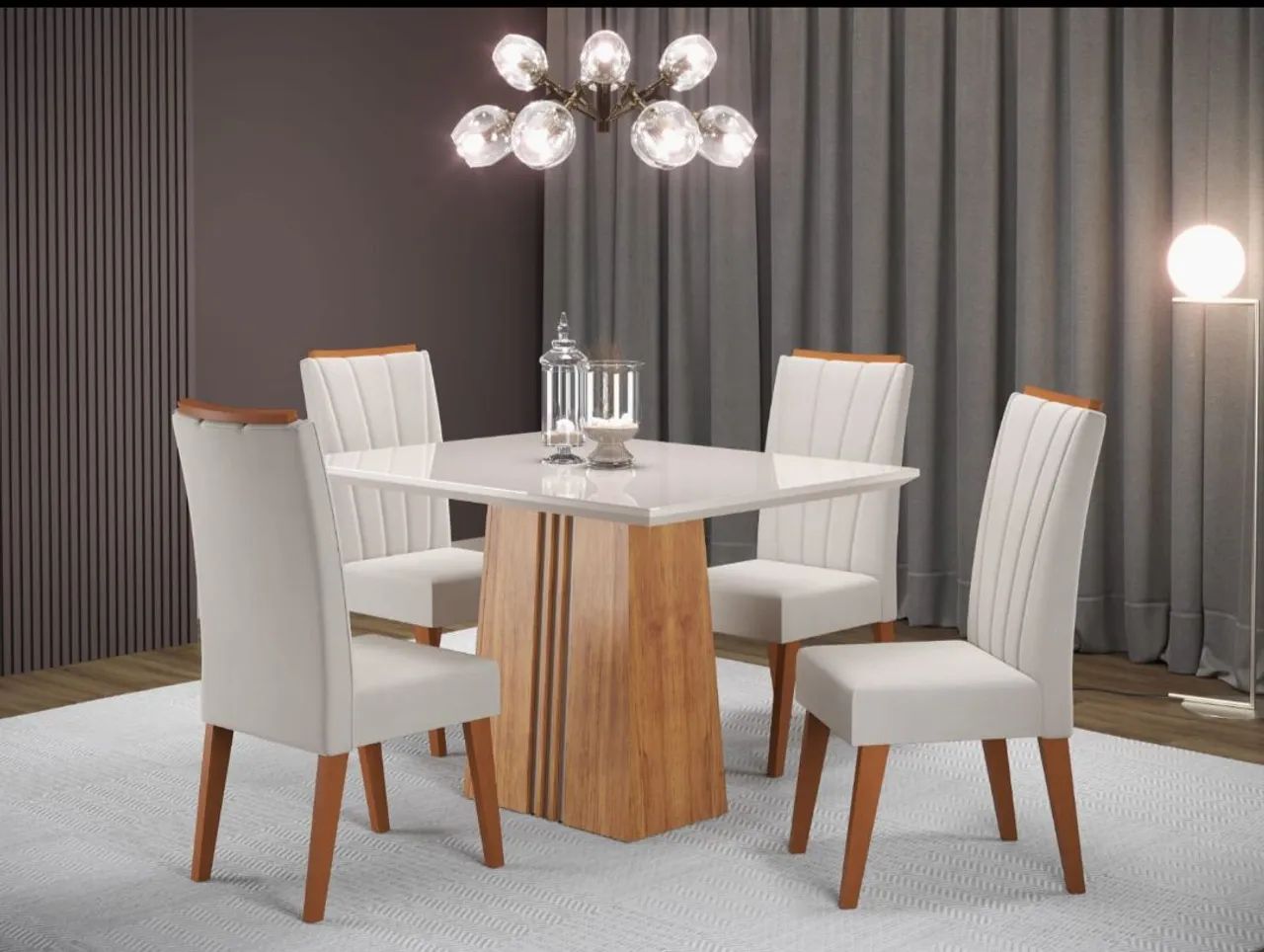 Sala ibi com 4 cadeiras safira mel blonde off white  - Foto 2