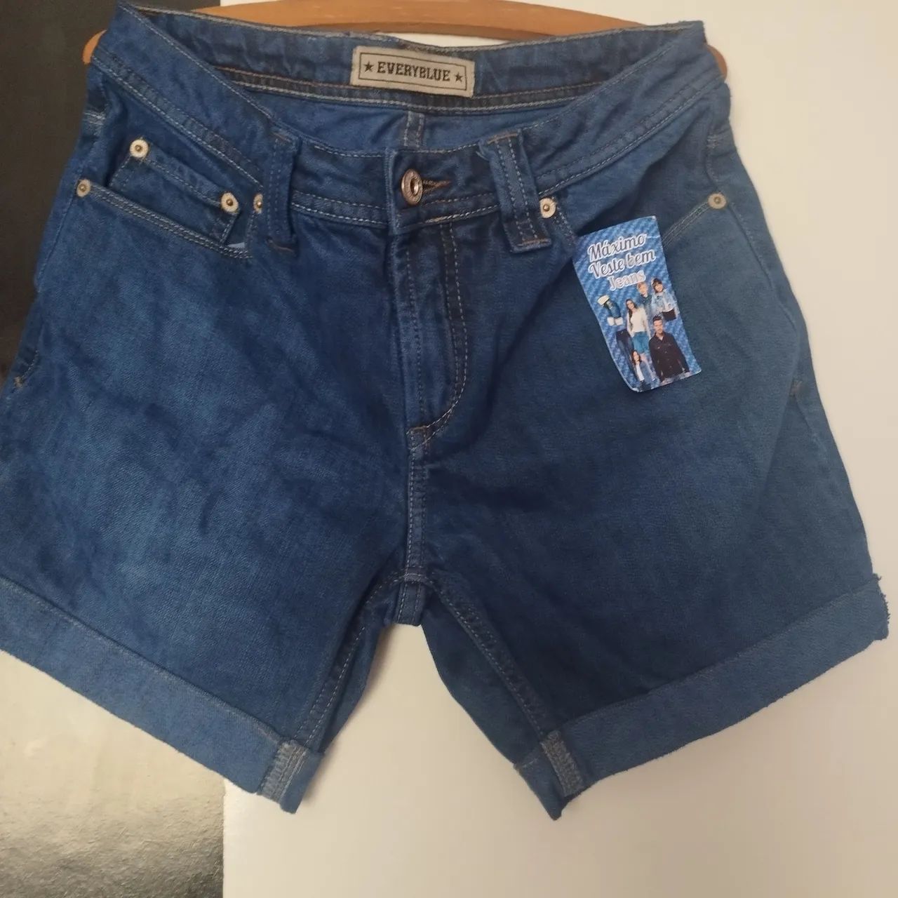 Bermuda Jeans Feminina Bordada - Tam 38 - Foto 2