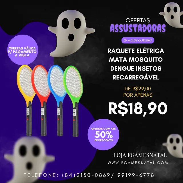 Raquete Elétrica Mata Mosquito Dengue Insetos Recarregável