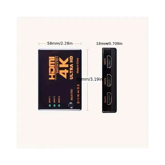 Switch Hdmi 3 em 1 C/ Controle Remoto - AC2927 - Foto 4