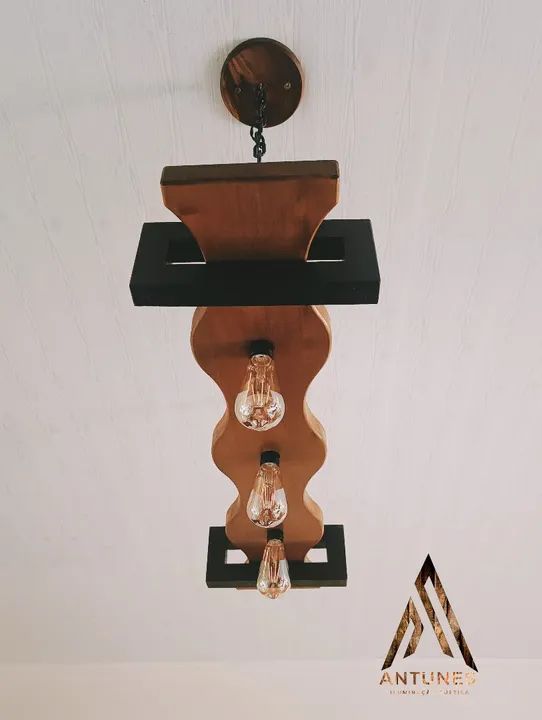 Pendente Rustico Estilo Industrial De Madeira Maciça 95cm