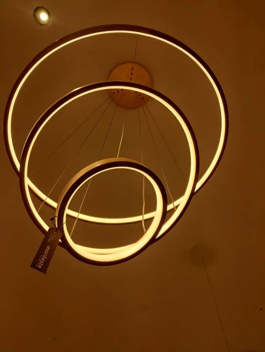 Lustre Moderno de Aço Inoxidável com 3 Anéis 70w  - Foto 4