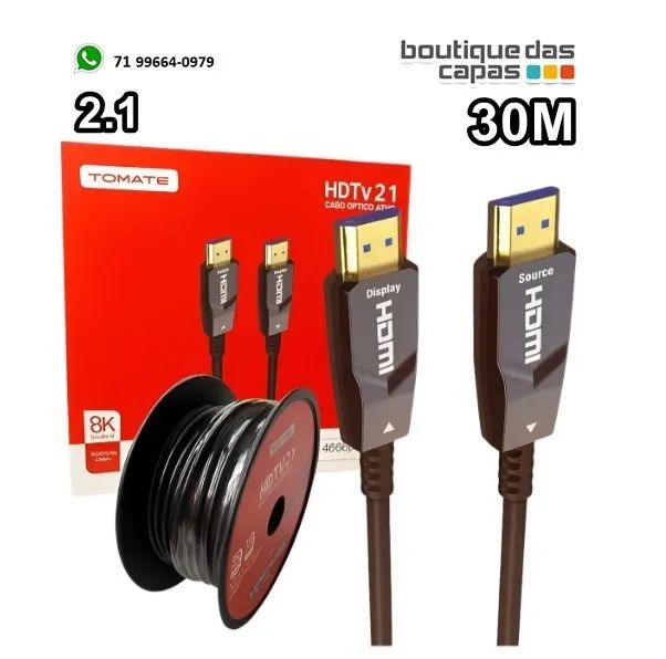 CABO HDMI X HDMI 2.1 8K 4K  144hz 48gbps Hdtv 30M 30 METROS - OPTICO ATIVO (2.1)