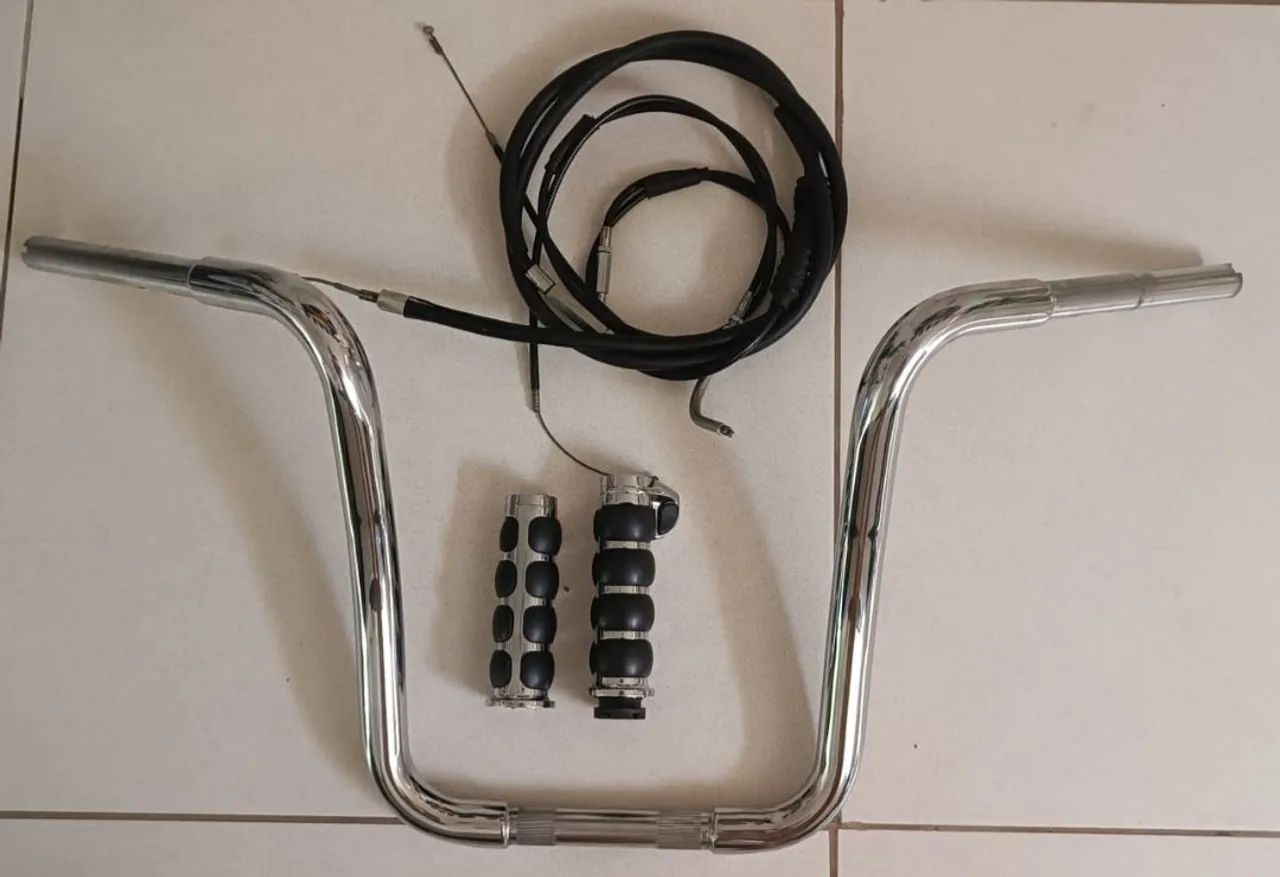Guidão 16 polegadas 1/4 curve com cabos e manopla Dyna super glide 