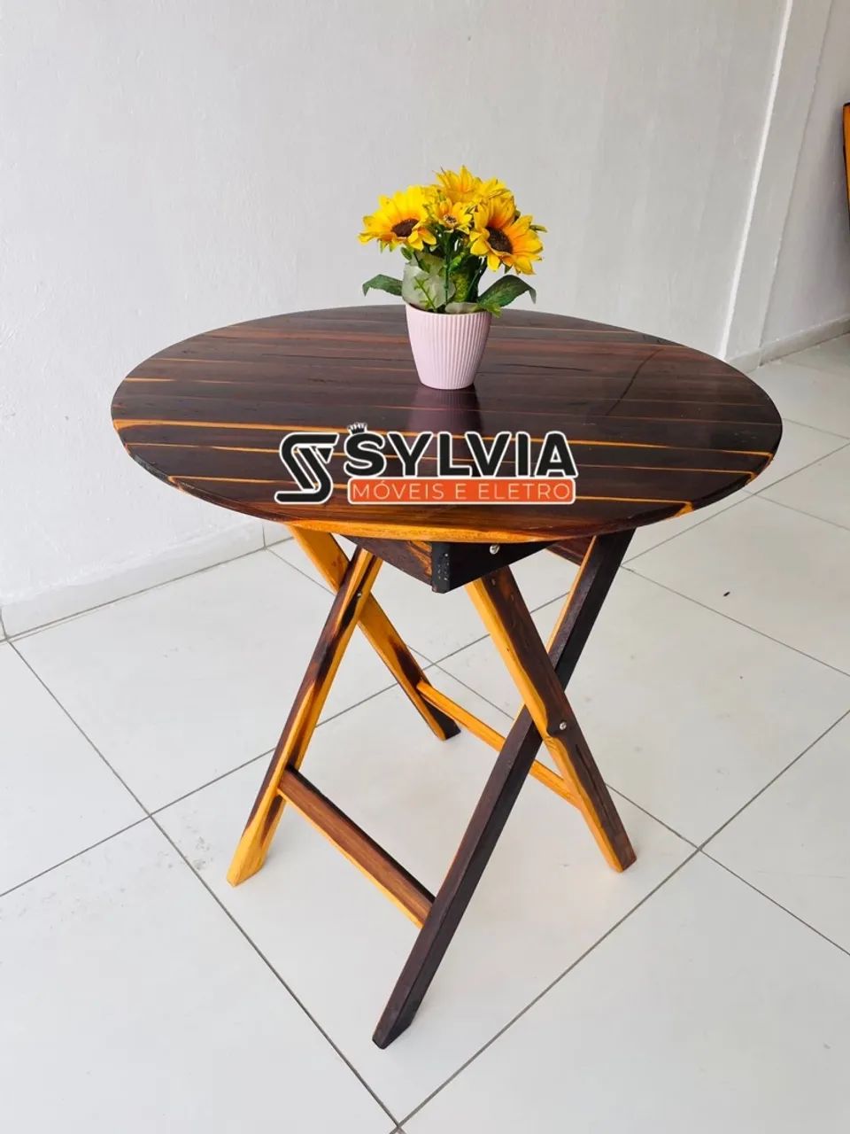 Mesa dobrável de madeira com design rústico - Foto 5