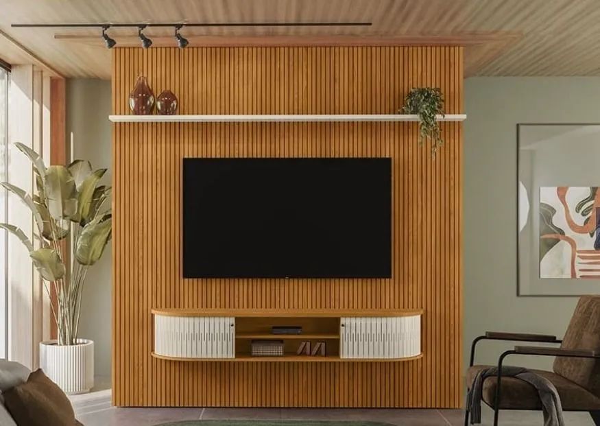 Painel de TV Moderno com Rack Suspenso e Prateleira - Foto 2