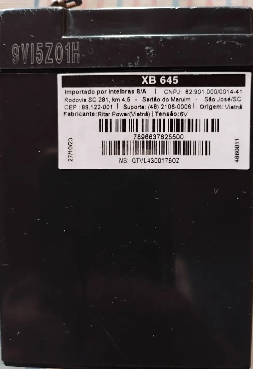 Bateria Intelbras XB 645 6V 4,5Ah - Foto 2