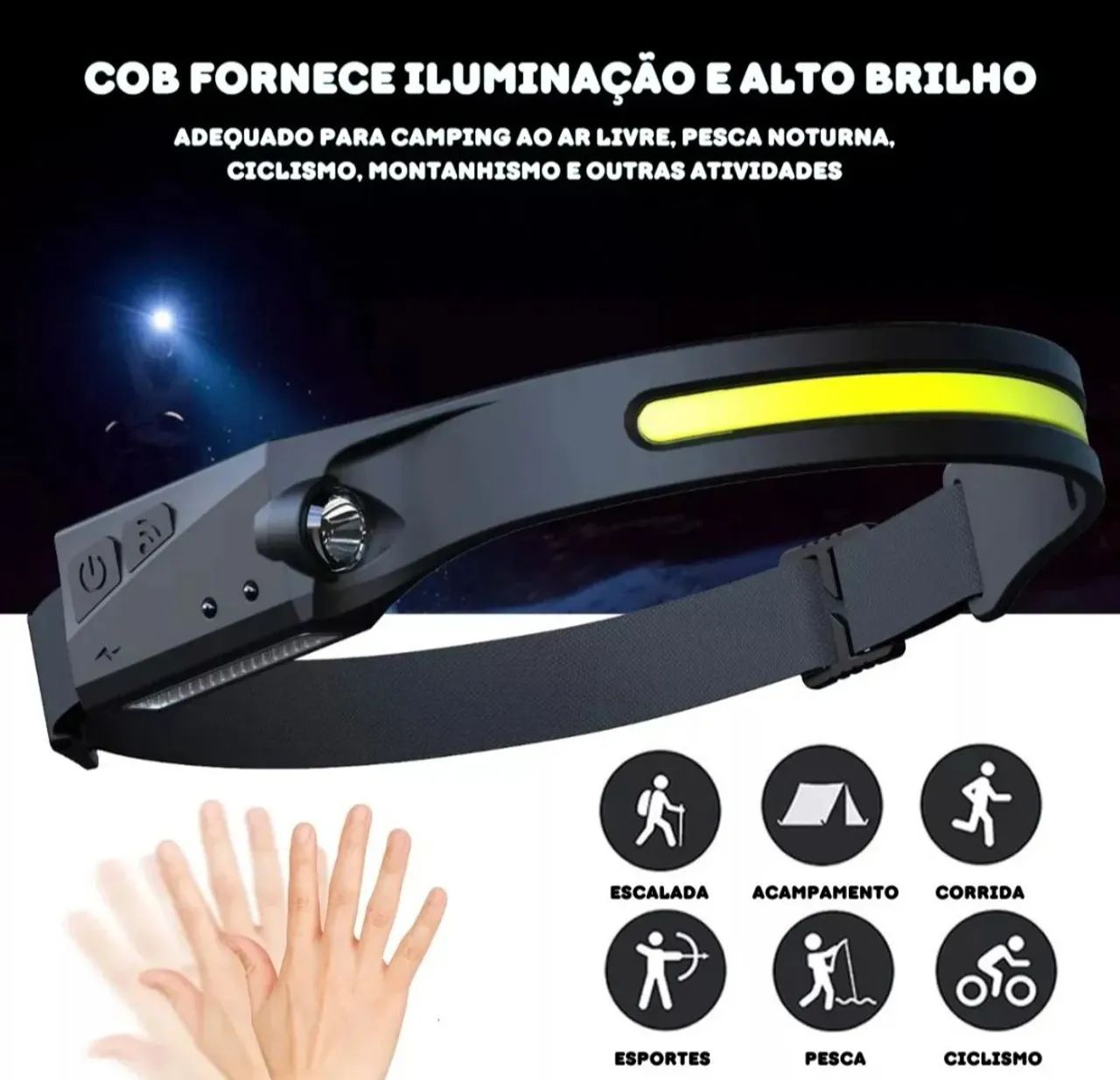 Lanterna de cabeça recarregável potente  - Foto 2