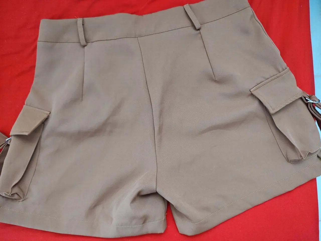 Short de Sarja Bege com Detalhes ...Usado Uma vez  - Foto 4