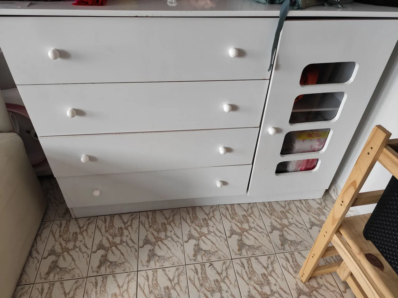 Cômoda Infantil Branca 5 Gavetas