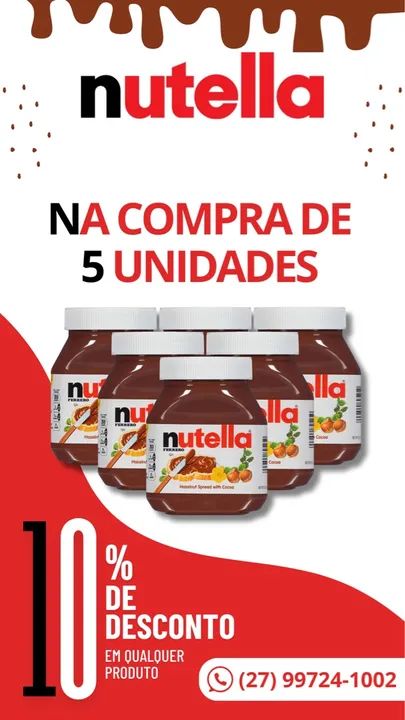 Nutella 5 unidades com 10% de desconto!