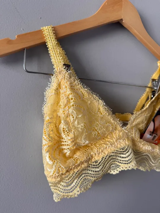 Sutiã top sem bojo rendado amarelo duloren - NOVO