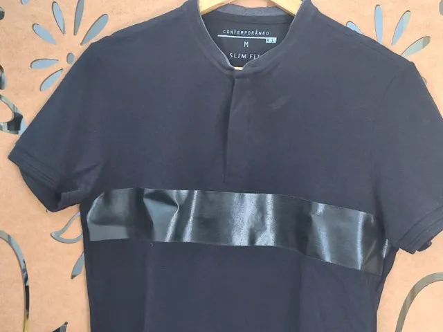 Camisa Gola Curta  Preta (M) - Foto 2