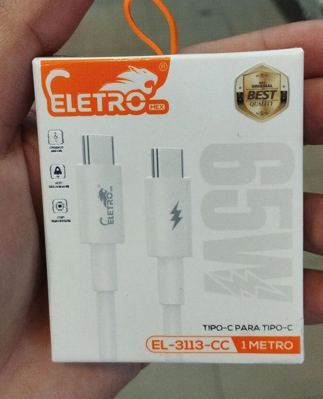 Cabo USB Tipo C para Tipo C 1 Metro ELETRO