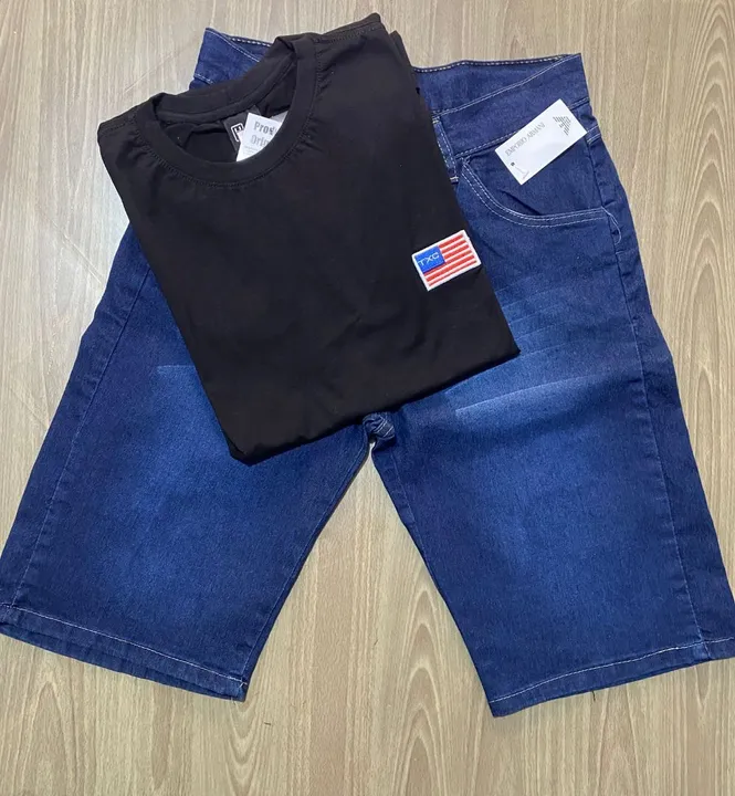 Conjunto Camiseta e Bermuda Jeans Masculino