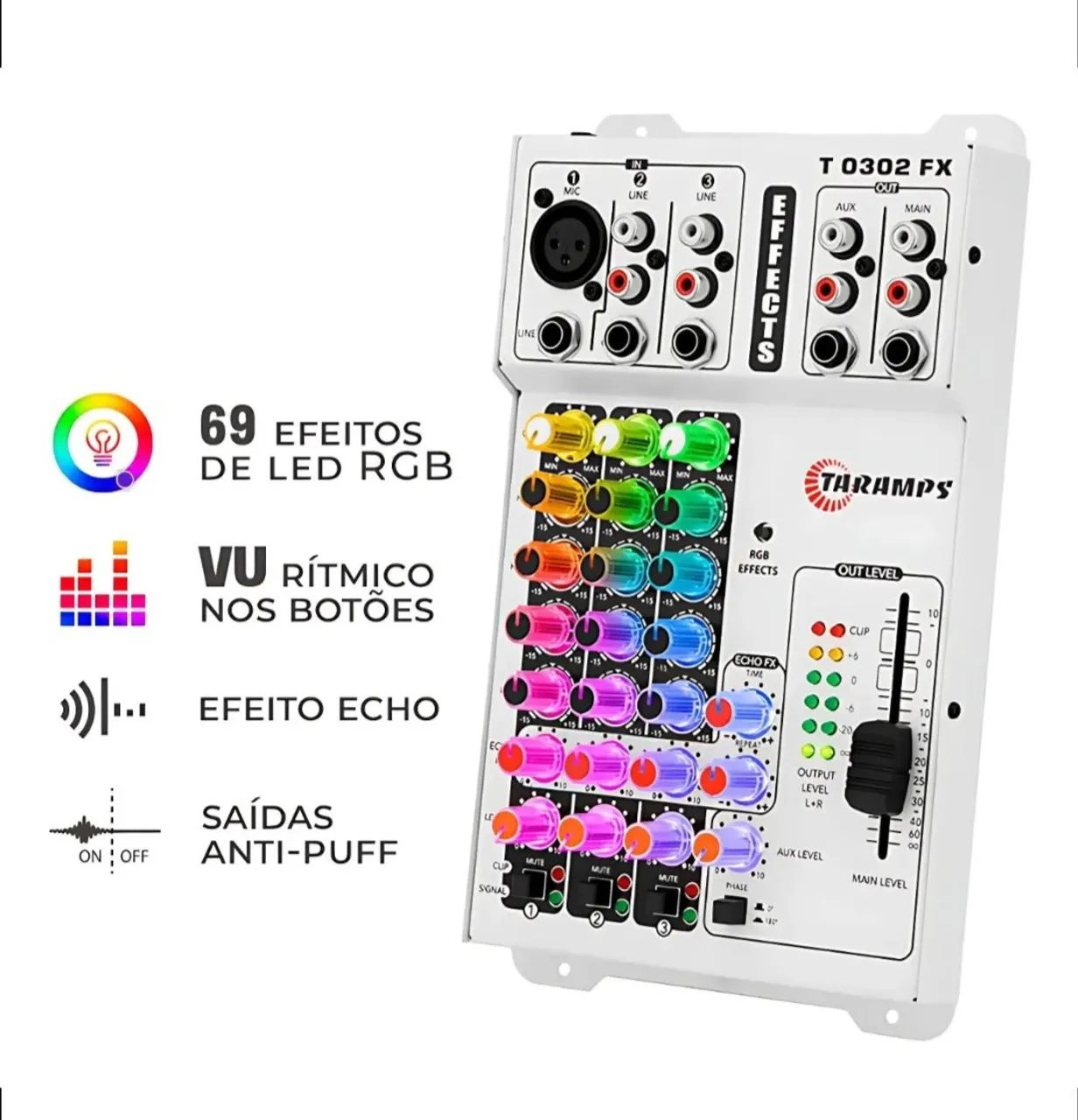 Mesa de som taramps t0302 fx multicolor 