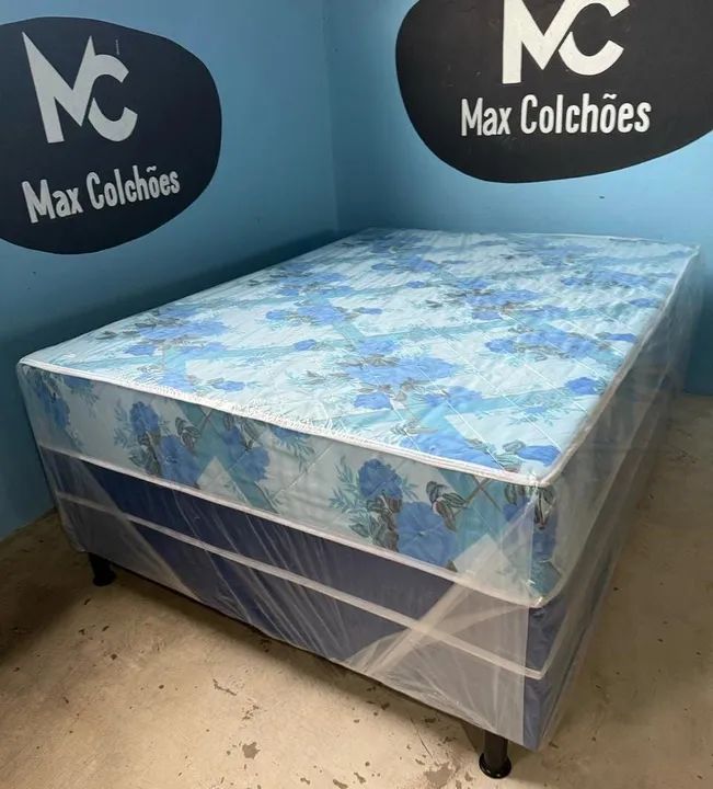 Cama Box Casal com Colchão Molas Ensacadas - Novo