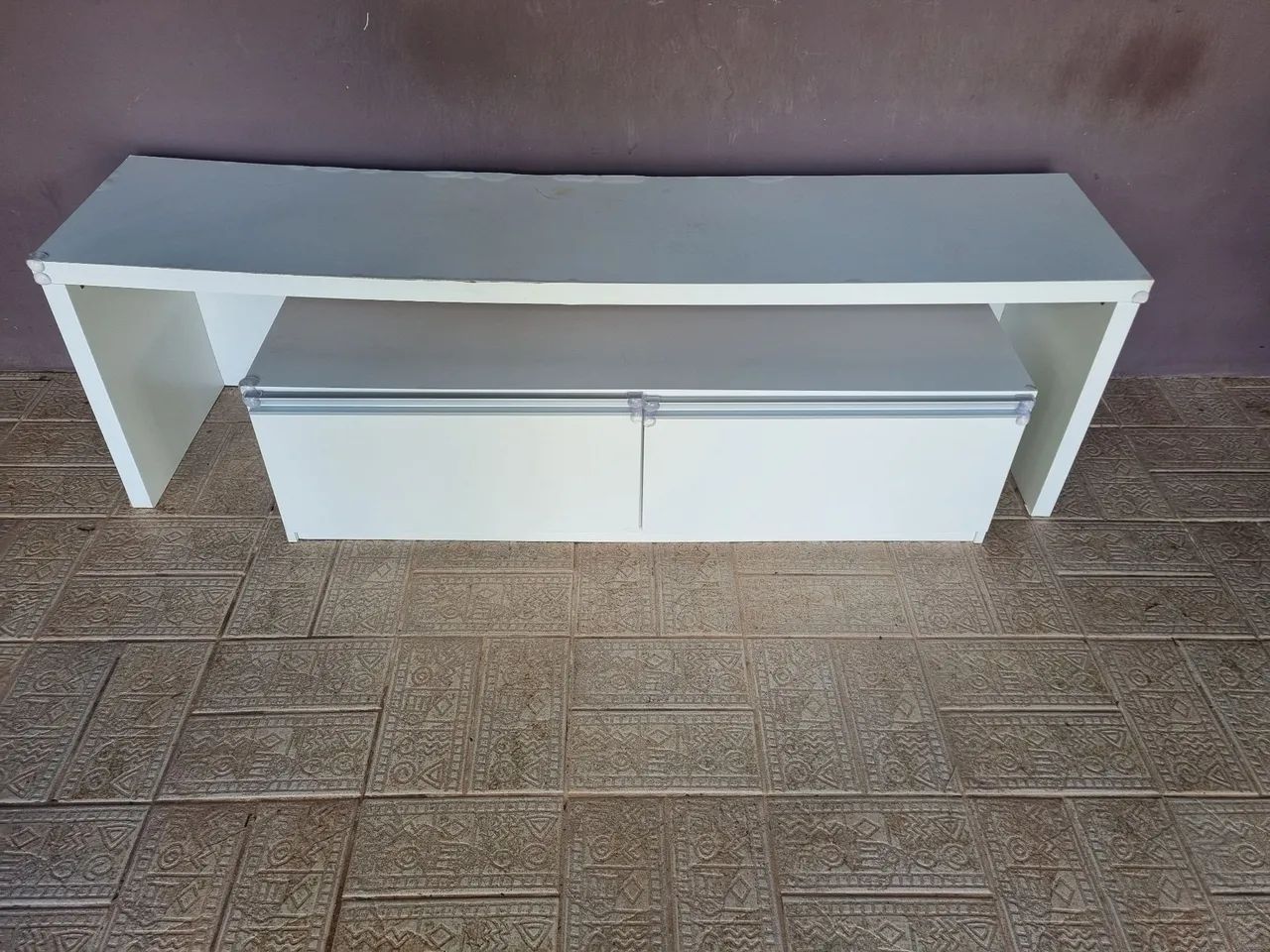 Rack sala MDF duas gavetas branco