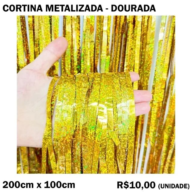Cortina Metalizada Dourada