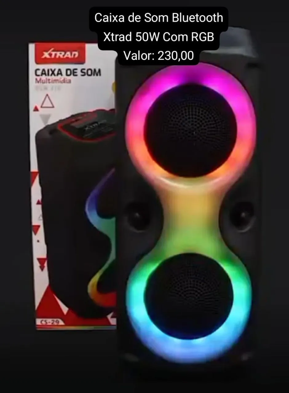 Caixa de Som Bluetooth Xtrad 50W com RGB