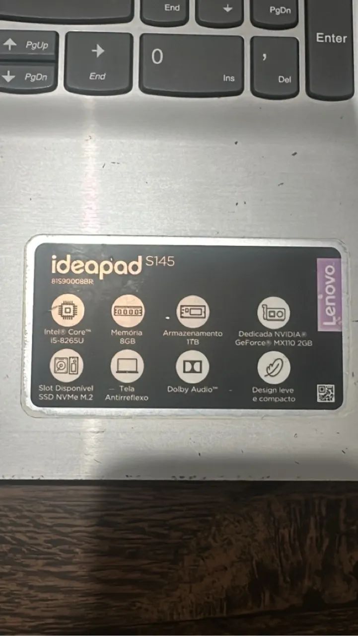 Notebook Lenovo Ideapad S145 - Intel Core i5 - 8GB RAM - 1TB HD - GeForce MX110