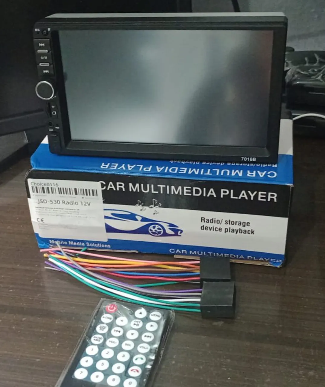 Multimídia Bluetooth nova na Caixa com chicote de Instalação e controle remoto