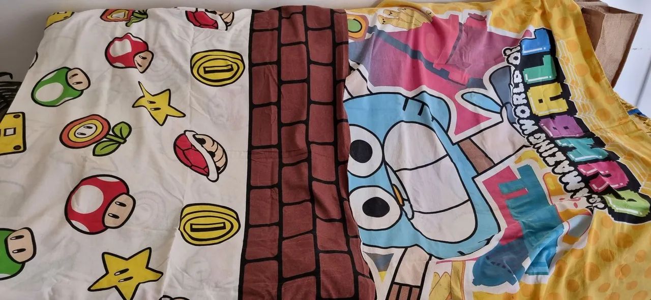 Lençóis infantis Mário bros+ incrível mundo de gumball - Foto 2