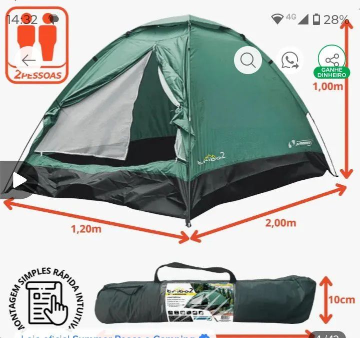 Barraca de camping/pesca