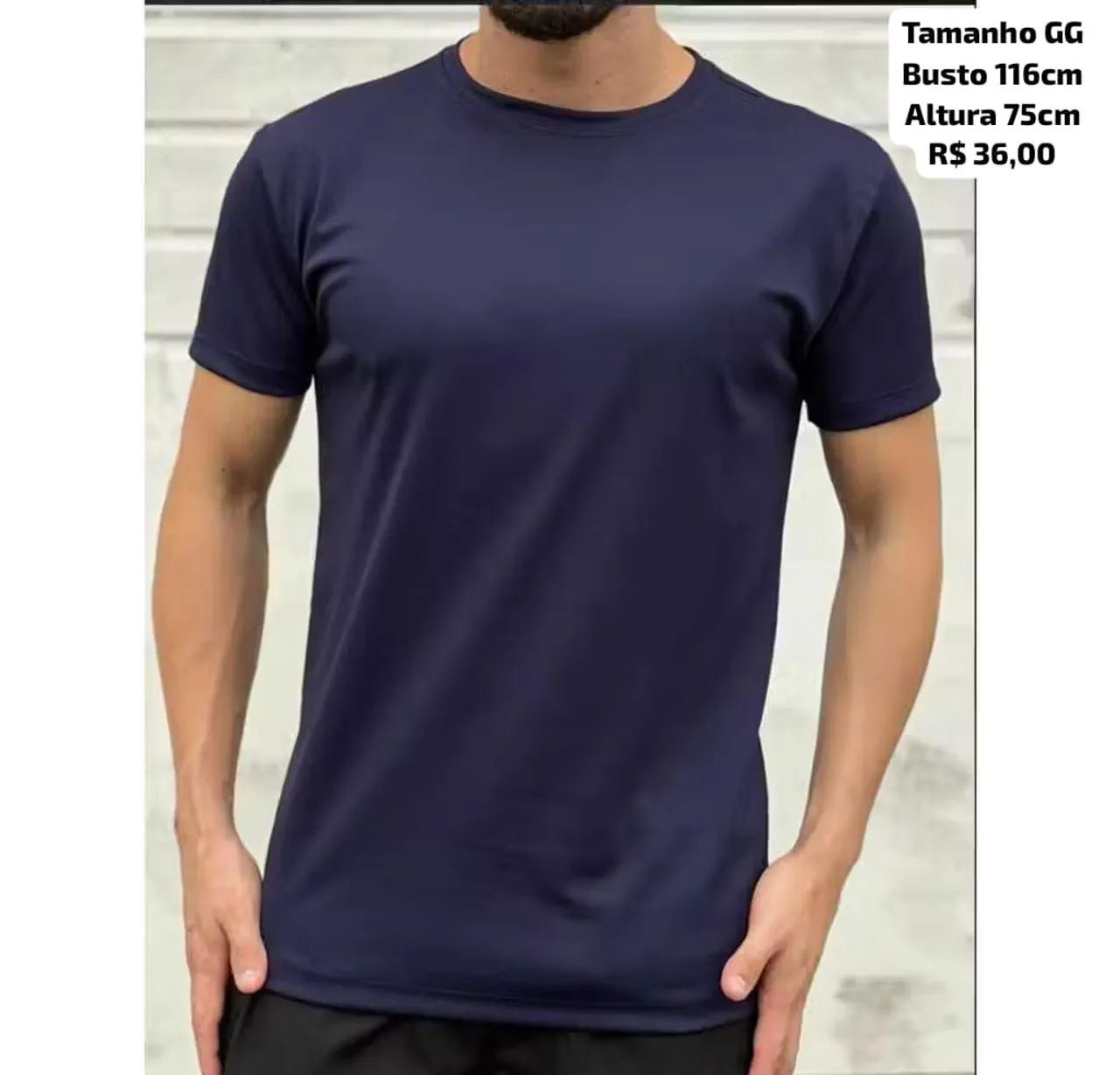 Camiseta masculina tamanho GG