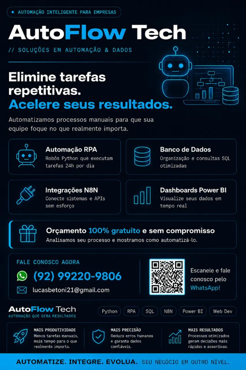 Automação para Empresas | Python ? Power BI ? RPA ? N8N