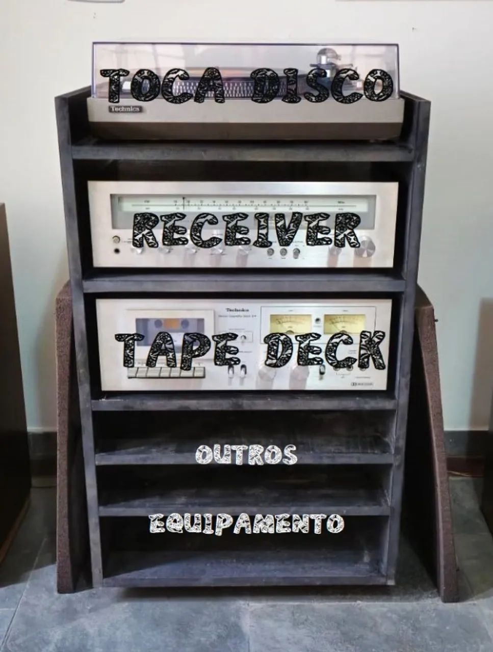 RACK DE MADEIRA PARA SOM (sem os equipamentos)