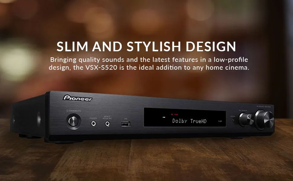 Receiver pioneer vsx s520 atmos + 5 caixas acústicas pioneer