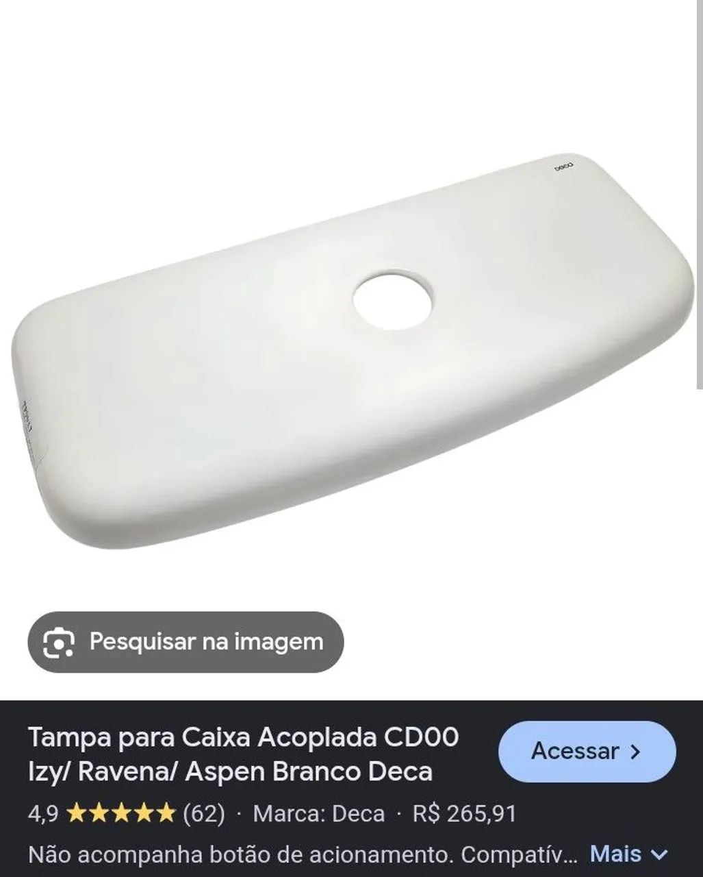 Tampa para caixa acoplada Deca