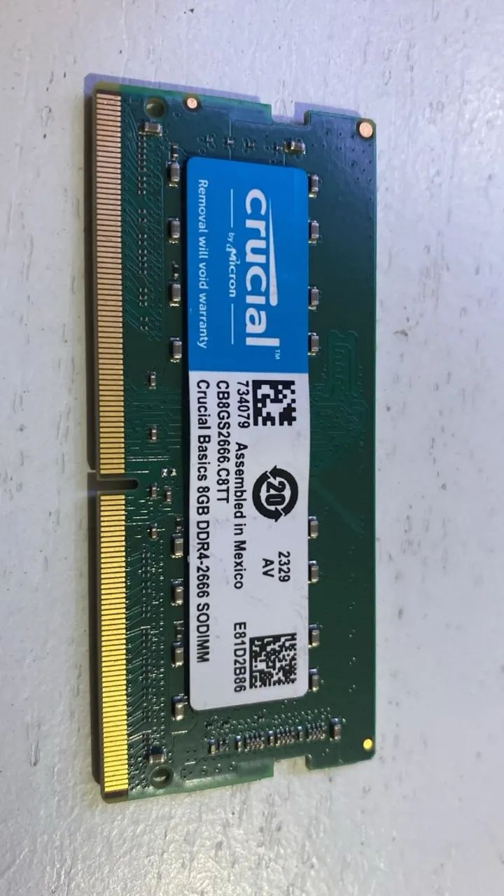 Crucial 8GB DDR4 2666MHz SODIMM - Memória RAM - Veloso, Osasco