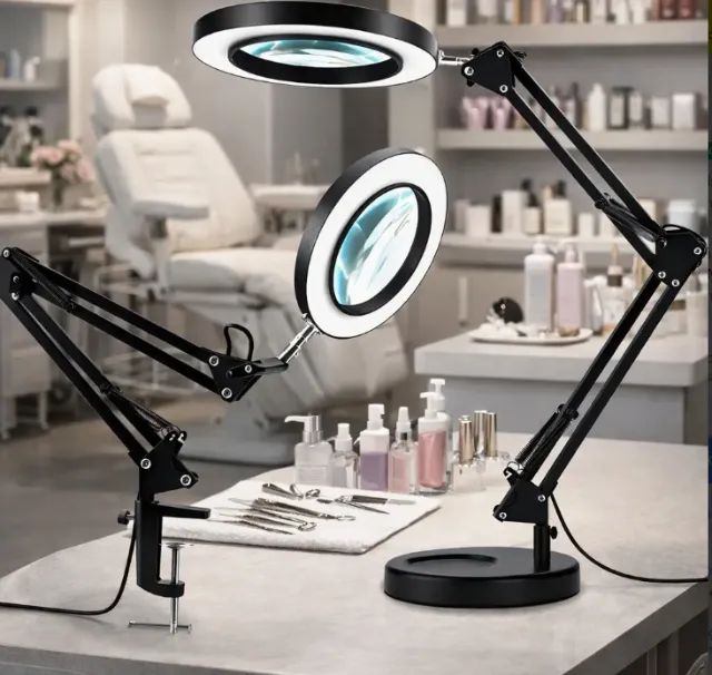 Luminaria Estética Lupa 8x Ringlight Led Articulada Preto