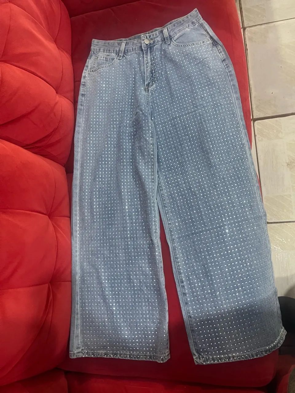 Calça Jeans Feminina com Strass