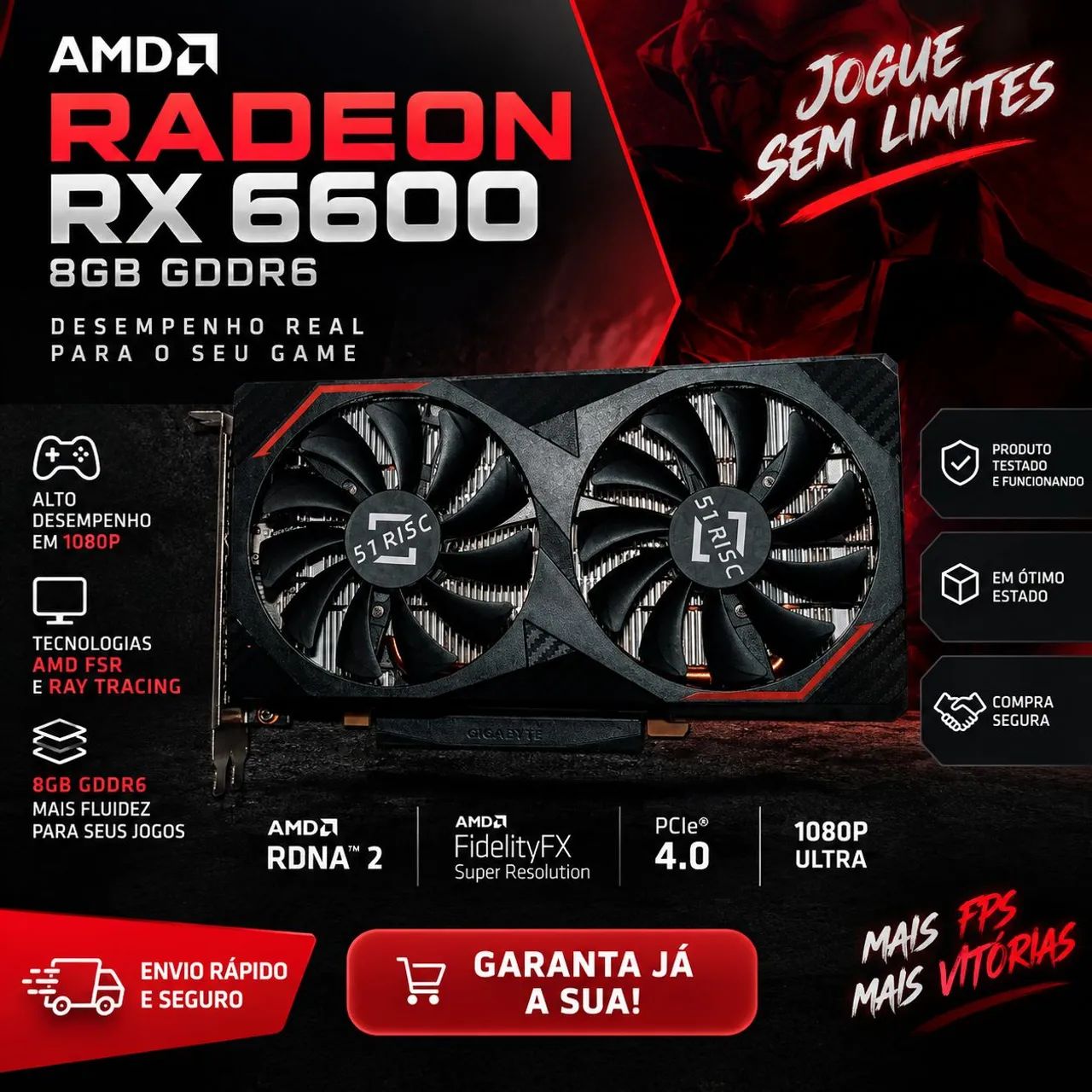 Rx 6600 8gb ESTADO DE NOVA - Foto 2