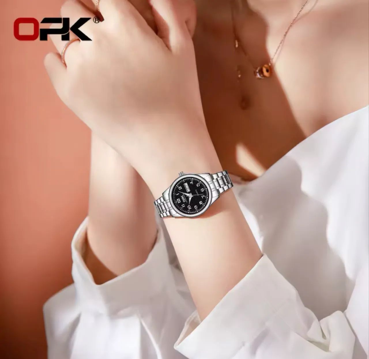 Relógio feminino OPK 8110 - elegante e sofisticado prata - Foto 2